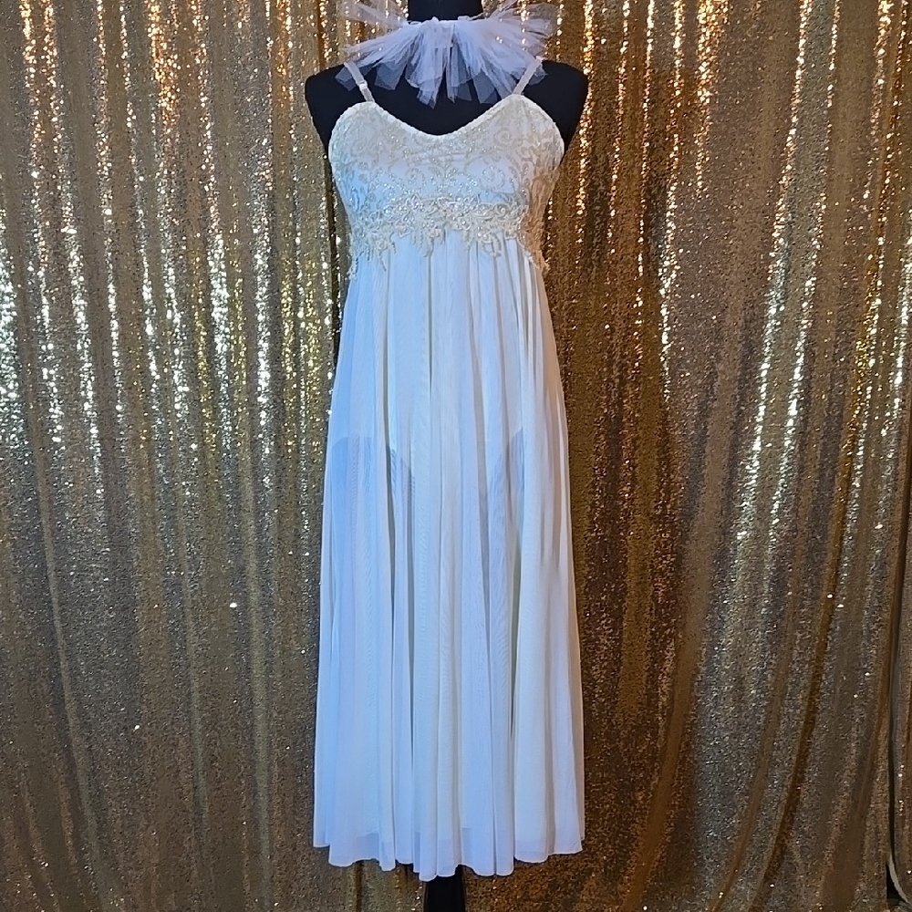 Cream  and Gold Lace Lyrical Dance Costume